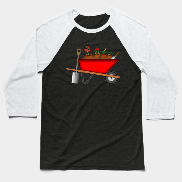 Red Wheelbarrow Baseball T-Shirt by NiftyGaloot